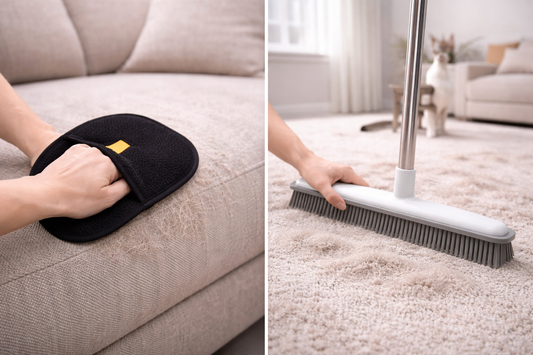 FurGuard™ Ultimate Pet Hair Removal Bundle – Broom + Dual-Sided Grooming Gloves (Save More Together!)