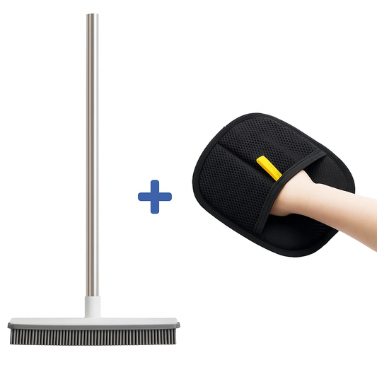 FurGuard™ Ultimate Pet Hair Removal Bundle – Broom + Dual-Sided Grooming Gloves (Save More Together!)